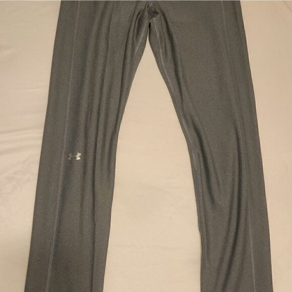 Under Armor Compression Heat Gear Leggings Large Gray Athletic Pull On Running - Picture 1 of 8